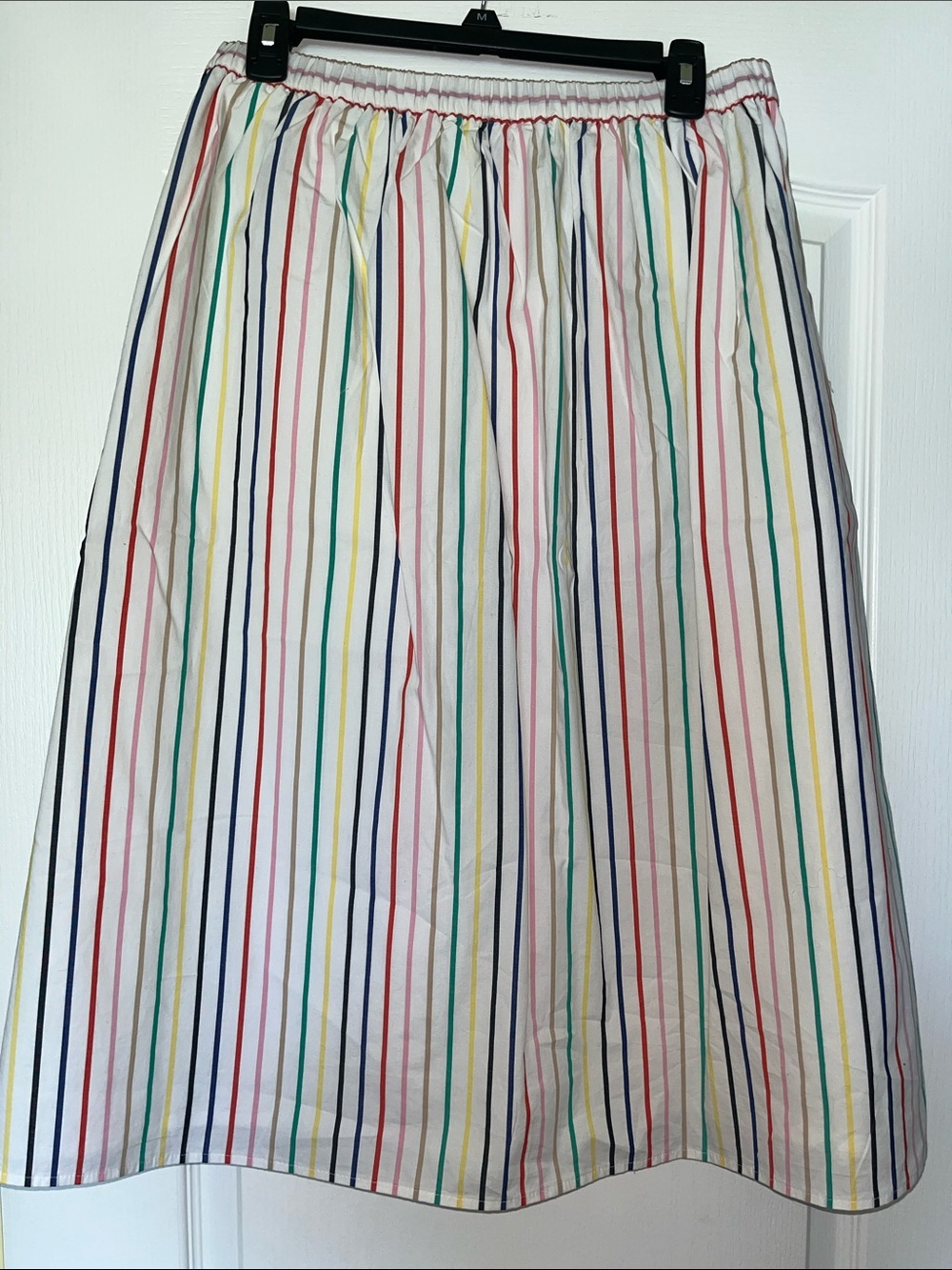 J. Crew White Multi-Color Striped Button-Front Skirt - Picture 3 of 6